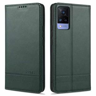 For vivo S9e AZNS Magnetic Calf Texture Horizontal Flip Leather Case with Card Slots & Holder & Wallet(Dark Green)