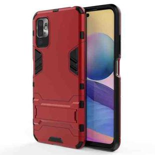 For Xiaomi Redmi Note 10 5G Shockproof PC + TPU Protective Case with Hidden Holder(Red)