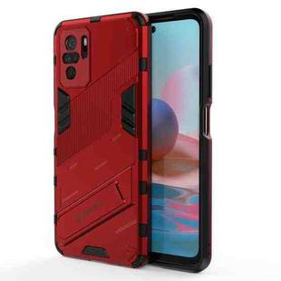 For Xiaomi Redmi Note 10 Punk Armor 2 in 1 PC + TPU Shockproof Case with Invisible Holder(Red)