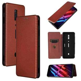 For ZTE nubia Red Magic 6 / 6 Pro Carbon Fiber Texture Horizontal Flip TPU + PC + PU Leather Case with Card Slot(Brown)