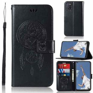 For OPPO A52 / A72 / A92 Wind Chime Owl Embossing Pattern Horizontal Flip Leather Case, with Holder & Card Slots & Wallet(Black)