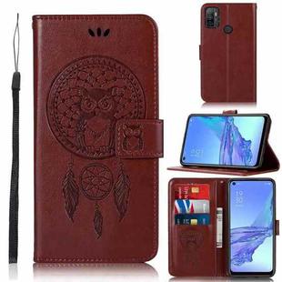 For OPPO A53 (2020) Wind Chime Owl Embossing Pattern Horizontal Flip Leather Case, with Holder & Card Slots & Wallet(Brown)