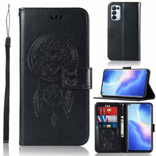 For OPPO Reno5 Pro 5G Wind Chime Owl Embossing Pattern Horizontal Flip Leather Case, with Holder & Card Slots & Wallet(Black)