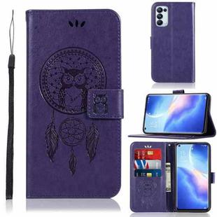 For OPPO Reno5 Pro 5G Wind Chime Owl Embossing Pattern Horizontal Flip Leather Case, with Holder & Card Slots & Wallet(Purple)