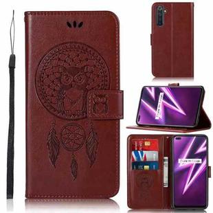 For OPPO Realme 6 Pro Wind Chime Owl Embossing Pattern Horizontal Flip Leather Case, with Holder & Card Slots & Wallet(Brown)