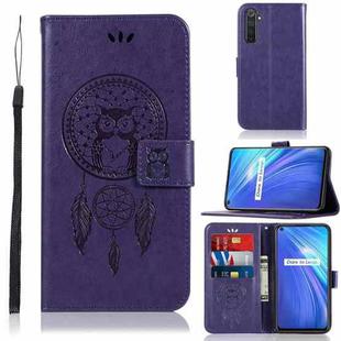 For OPPO Realme 6 Wind Chime Owl Embossing Pattern Horizontal Flip Leather Case, with Holder & Card Slots & Wallet(Purple)