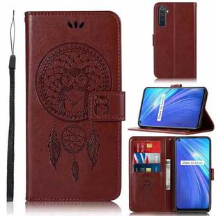 For OPPO Realme 6 Wind Chime Owl Embossing Pattern Horizontal Flip Leather Case, with Holder & Card Slots & Wallet(Brown)