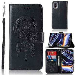For OPPO Realme 7 Pro Wind Chime Owl Embossing Pattern Horizontal Flip Leather Case, with Holder & Card Slots & Wallet(Black)