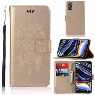 For OPPO Realme 7 Pro Wind Chime Owl Embossing Pattern Horizontal Flip Leather Case, with Holder & Card Slots & Wallet(Gold)