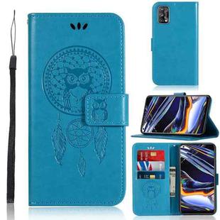 For OPPO Realme 7 Pro Wind Chime Owl Embossing Pattern Horizontal Flip Leather Case, with Holder & Card Slots & Wallet(Blue)