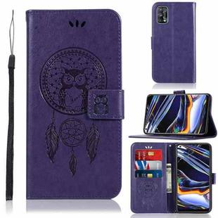 For OPPO Realme 7 Pro Wind Chime Owl Embossing Pattern Horizontal Flip Leather Case, with Holder & Card Slots & Wallet(Purple)