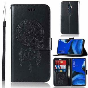 For OPPO Reno2 Z Wind Chime Owl Embossing Pattern Horizontal Flip Leather Case, with Holder & Card Slots & Wallet(Black)