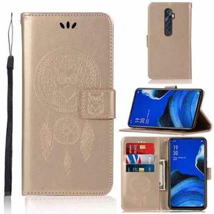 For OPPO Reno2 Z Wind Chime Owl Embossing Pattern Horizontal Flip Leather Case, with Holder & Card Slots & Wallet(Gold)