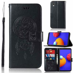 For Samsung Galaxy A01 Core Wind Chime Owl Embossing Pattern Horizontal Flip Leather Case with Holder & Card Slots & Wallet(Black)