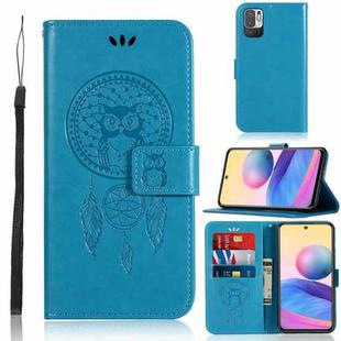 For Xiaomi Redmi Note 10 5G Wind Chime Owl Embossing Pattern Horizontal Flip Leather Case with Holder & Card Slots & Wallet(Blue)