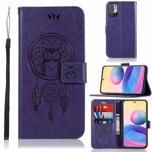 For Xiaomi Redmi Note 10 5G Wind Chime Owl Embossing Pattern Horizontal Flip Leather Case with Holder & Card Slots & Wallet(Purple)