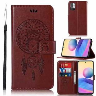 For Xiaomi Redmi Note 10 5G Wind Chime Owl Embossing Pattern Horizontal Flip Leather Case with Holder & Card Slots & Wallet(Brown)