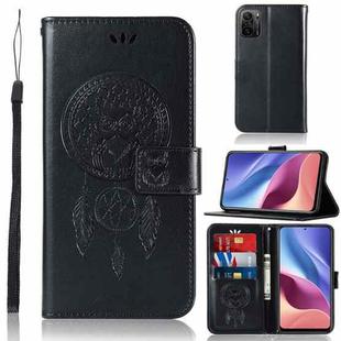 For Xiaomi Redmi K40 Wind Chime Owl Embossing Pattern Horizontal Flip Leather Case with Holder & Card Slots & Wallet(Black)