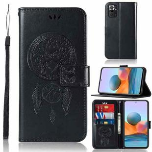 For Xiaomi Redmi Note 10 Pro Wind Chime Owl Embossing Pattern Horizontal Flip Leather Case with Holder & Card Slots & Wallet(Black)