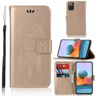 For Xiaomi Redmi Note 10 Pro Wind Chime Owl Embossing Pattern Horizontal Flip Leather Case with Holder & Card Slots & Wallet(Gold)