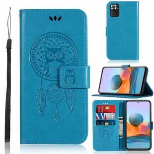 For Xiaomi Redmi Note 10 Pro Wind Chime Owl Embossing Pattern Horizontal Flip Leather Case with Holder & Card Slots & Wallet(Blue)