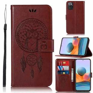 For Xiaomi Redmi Note 10 Pro Wind Chime Owl Embossing Pattern Horizontal Flip Leather Case with Holder & Card Slots & Wallet(Brown)