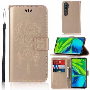 For Xiaomi Mi CC9 Pro Wind Chime Owl Embossing Pattern Horizontal Flip Leather Case with Holder & Card Slots & Wallet(Gold)