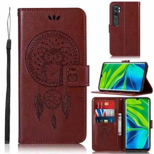 For Xiaomi Mi CC9 Pro Wind Chime Owl Embossing Pattern Horizontal Flip Leather Case with Holder & Card Slots & Wallet(Brown)