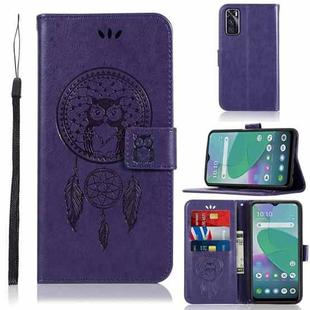 For vivo Y70s Wind Chime Owl Embossing Pattern Horizontal Flip Leather Case with Holder & Card Slots & Wallet(Purple)