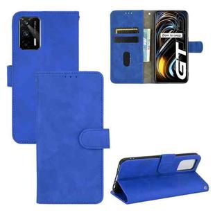 For OPPO Realme GT 5G Solid Color Skin Feel Magnetic Buckle Horizontal Flip PU Leather Case with Holder & Card Slots & Wallet(Blue)