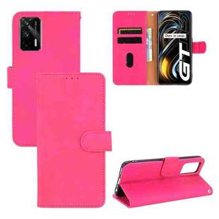 For OPPO Realme GT 5G Solid Color Skin Feel Magnetic Buckle Horizontal Flip PU Leather Case with Holder & Card Slots & Wallet(Rose Red)