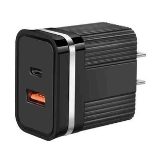 RSY USB + USB-C / Type-C Dual Ports Fast Charging Travel Charger, US Plug(Black)