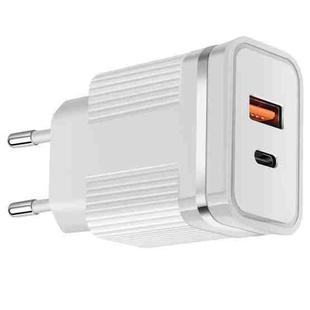 RSY USB + USB-C / Type-C Dual Ports Fast Charging Travel Charger, EU Plug(White)