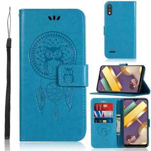For LG K22 Wind Chime Owl Embossing Pattern Horizontal Flip Leather Case with Holder & Card Slots & Wallet(Blue)
