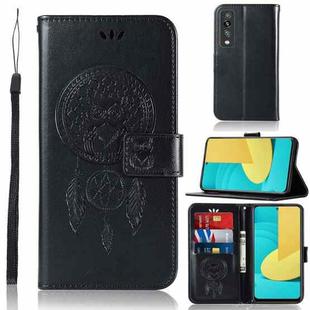For LG Stylo 7 5G Wind Chime Owl Embossing Pattern Horizontal Flip Leather Case with Holder & Card Slots & Wallet(Black)