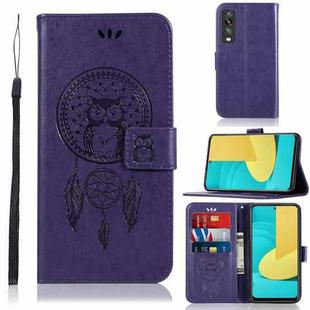 For LG Stylo 7 5G Wind Chime Owl Embossing Pattern Horizontal Flip Leather Case with Holder & Card Slots & Wallet(Purple)