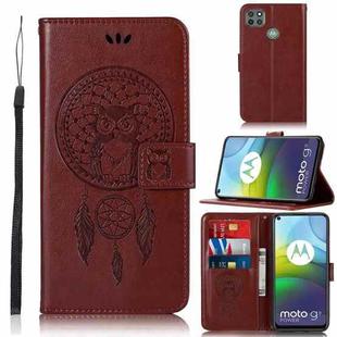 For Motorola Moto G9 Power Wind Chime Owl Embossing Pattern Horizontal Flip Leather Case with Holder & Card Slots & Wallet(Brown)