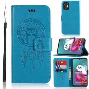 For Motorola Moto G30 Wind Chime Owl Embossing Pattern Horizontal Flip Leather Case with Holder & Card Slots & Wallet(Blue)