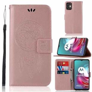 For Motorola Moto G30 Wind Chime Owl Embossing Pattern Horizontal Flip Leather Case with Holder & Card Slots & Wallet(Rose Gold)