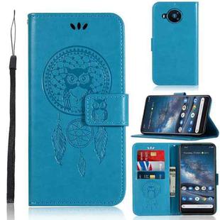 For Nokia 8.3 Wind Chime Owl Embossing Pattern Horizontal Flip Leather Case with Holder & Card Slots & Wallet(Blue)