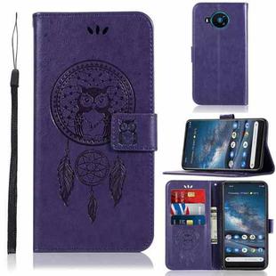 For Nokia 8.3 Wind Chime Owl Embossing Pattern Horizontal Flip Leather Case with Holder & Card Slots & Wallet(Purple)