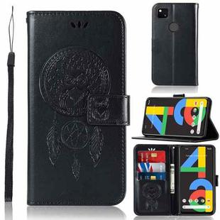 For Google Pixel 4a 4G Wind Chime Owl Embossing Pattern Horizontal Flip Leather Case with Holder & Card Slots & Wallet(Black)