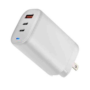 XY 65W USB + Dual USB-C / Type-C Gallium Nitride Travel Charger Set with LED Indicator & Detachable Plug, US Plug(White)