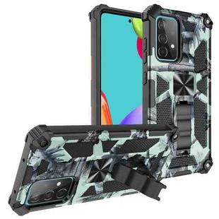 For Samsung Galaxy A52 4G / 5G Camouflage Armor Shockproof TPU + PC Magnetic Protective Case with Holder(Mint Green)