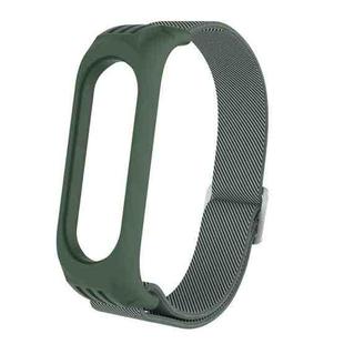 For Xiaomi Mi Band 3 / 4 / 5 Twill 8-shaped Buckle Elastic Watch Band(Dark Green)