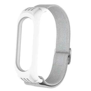For Xiaomi Mi Band 3 / 4 / 5 Twill 8-shaped Buckle Elastic Watch Band(Seashell White)