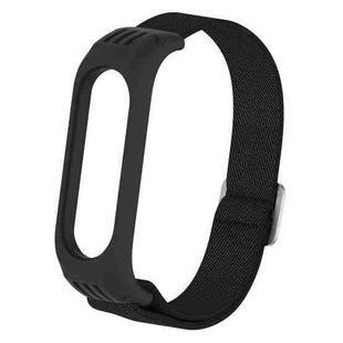 For Xiaomi Mi Band 3 / 4 / 5 Twill 8-shaped Buckle Elastic Watch Band(Black)