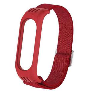For Xiaomi Mi Band 3 / 4 / 5 Twill 8-shaped Buckle Elastic Watch Band(Red)