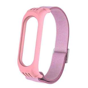 For Xiaomi Mi Band 3 / 4 / 5 Twill 8-shaped Buckle Elastic Watch Band(Pink)