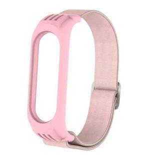 For Xiaomi Mi Band 3 / 4 / 5 Twill 8-shaped Buckle Elastic Watch Band(Pearl Pink)